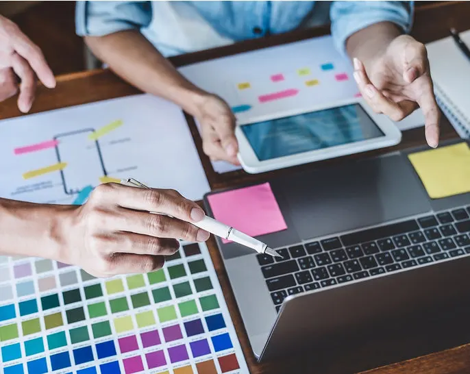 Visual representation of a website design showcasing modern layout, clean interface, and vibrant graphics, embodying professionalism and user engagement